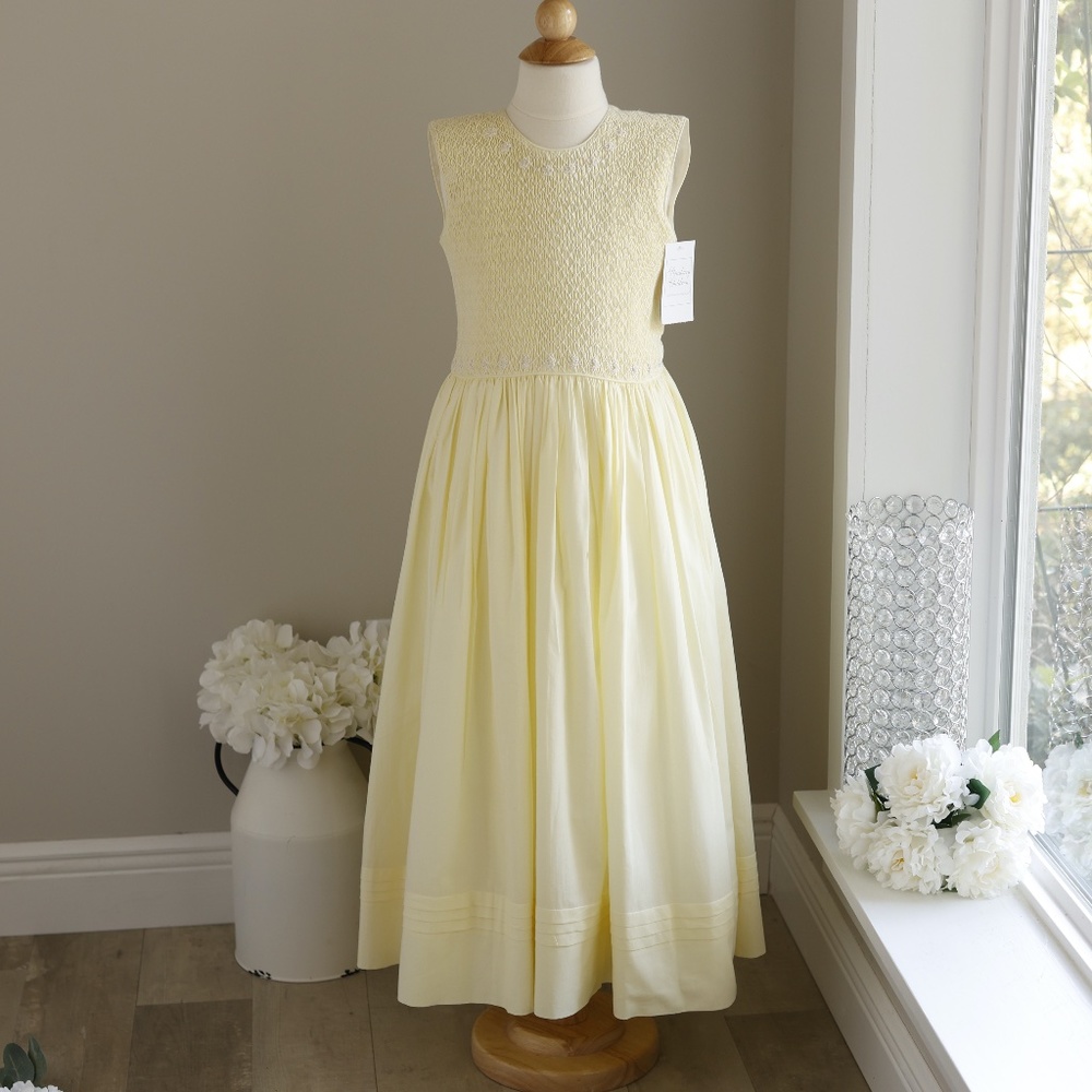 Strasburg Dress Yellow Size 10 Smocked Embroidered Spring Special Occasion NWT